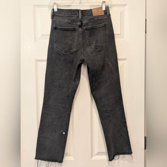 Aritzia Denim Forum Black Gray Arlo High Rise Straight Crop Button Fly 28L Jeans - Picture 3 of 13